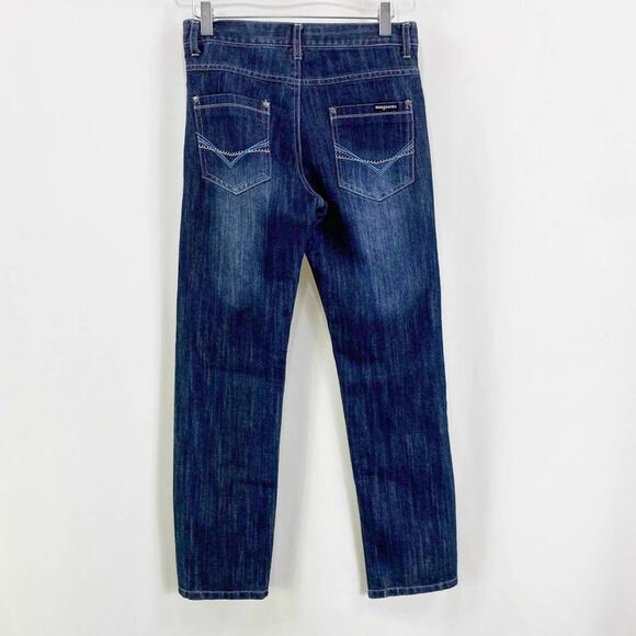 MONGOOSE Girls Dark Stone Washed Straight Leg Denim Jeans - Picture 4 of 10